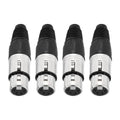 Four black-and-silver 4-pin XLR female connectors with threaded cable collars