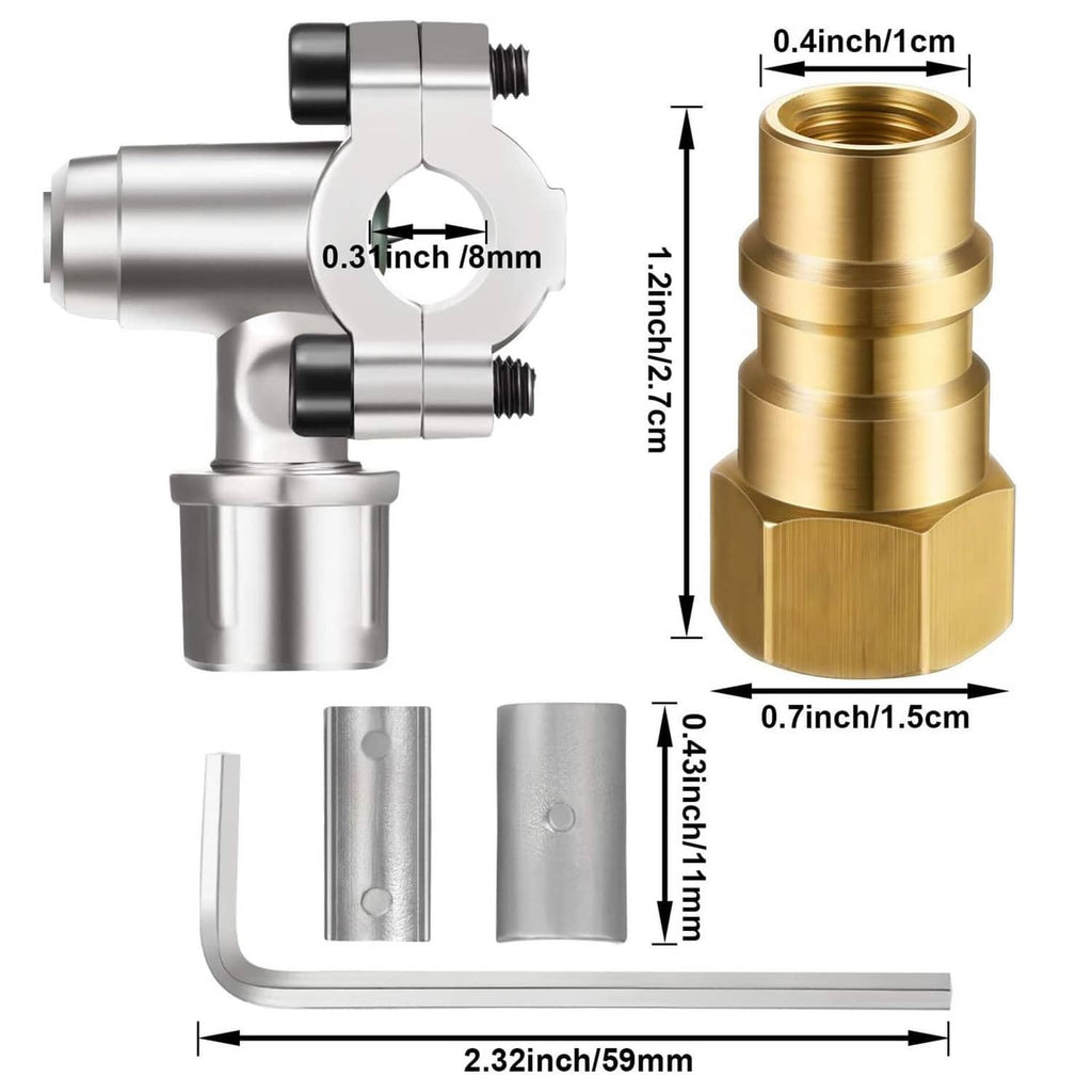 R134a piercing valve assembly with silver body, brass insert and included tools