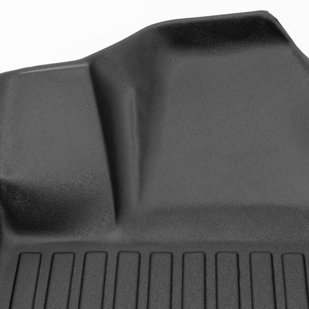 Black TPE floor mat edge and raised border detail, close-up