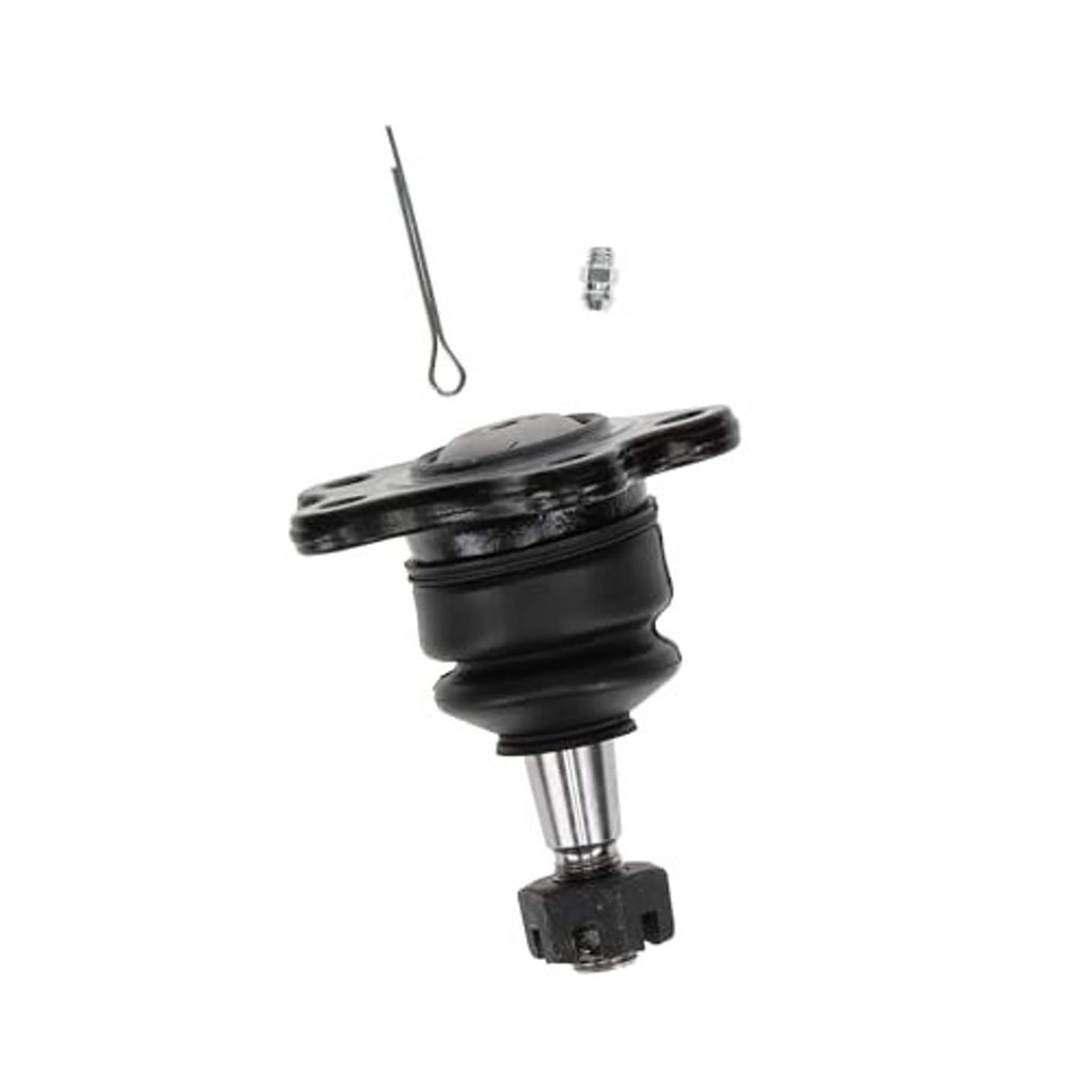 Front upper suspension ball joint with black bellow, metal shaft, and mounting stud