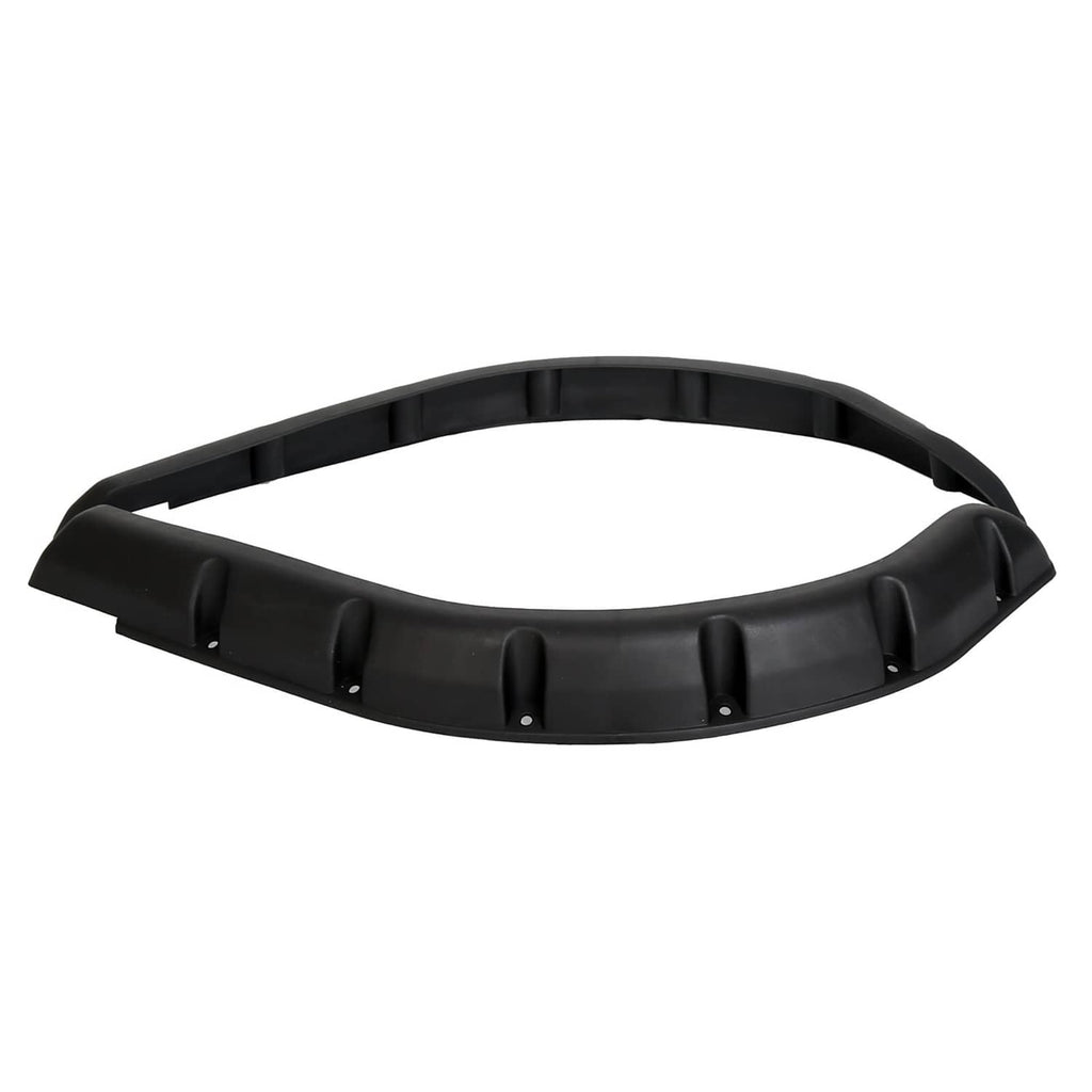 Curved black fender flare with multiple raised posts and screw holes along the edge.
