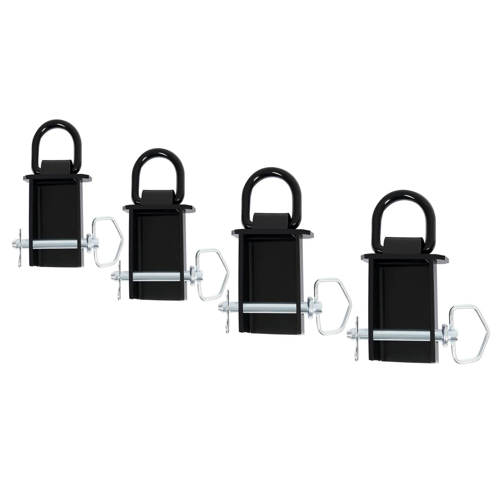 Trailer stake pocket D-ring set, 4 black brackets with lifting D rings and pins
