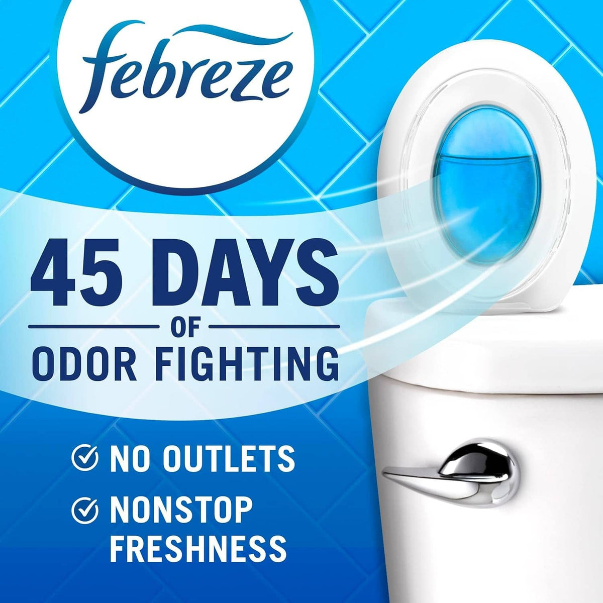 Febreze Bathroom plug-in alternative air freshener device with blue-tinted round scent window