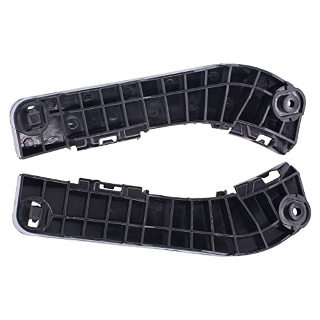 Curved black plastic bumper bracket retainer with mounting studs and internal grille slots