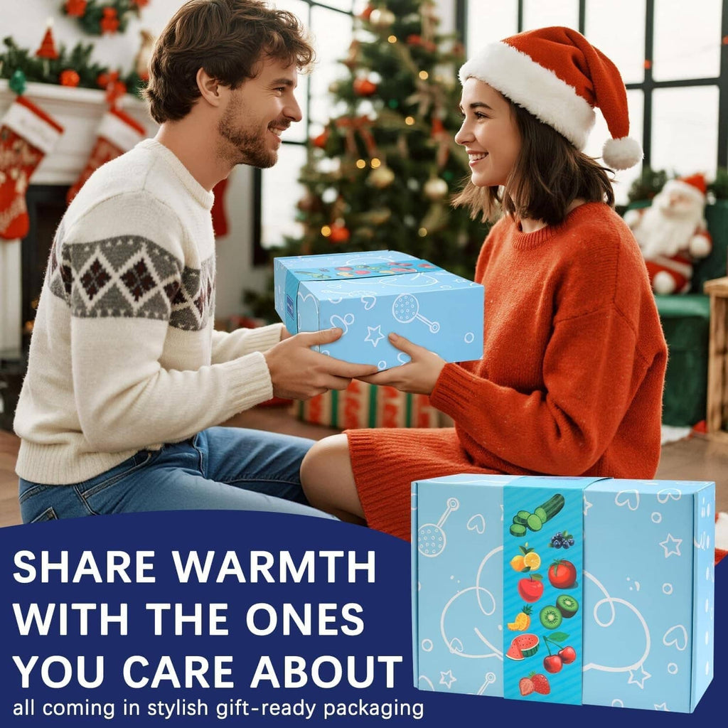 Gift-ready snack cooler box set with blue package designs