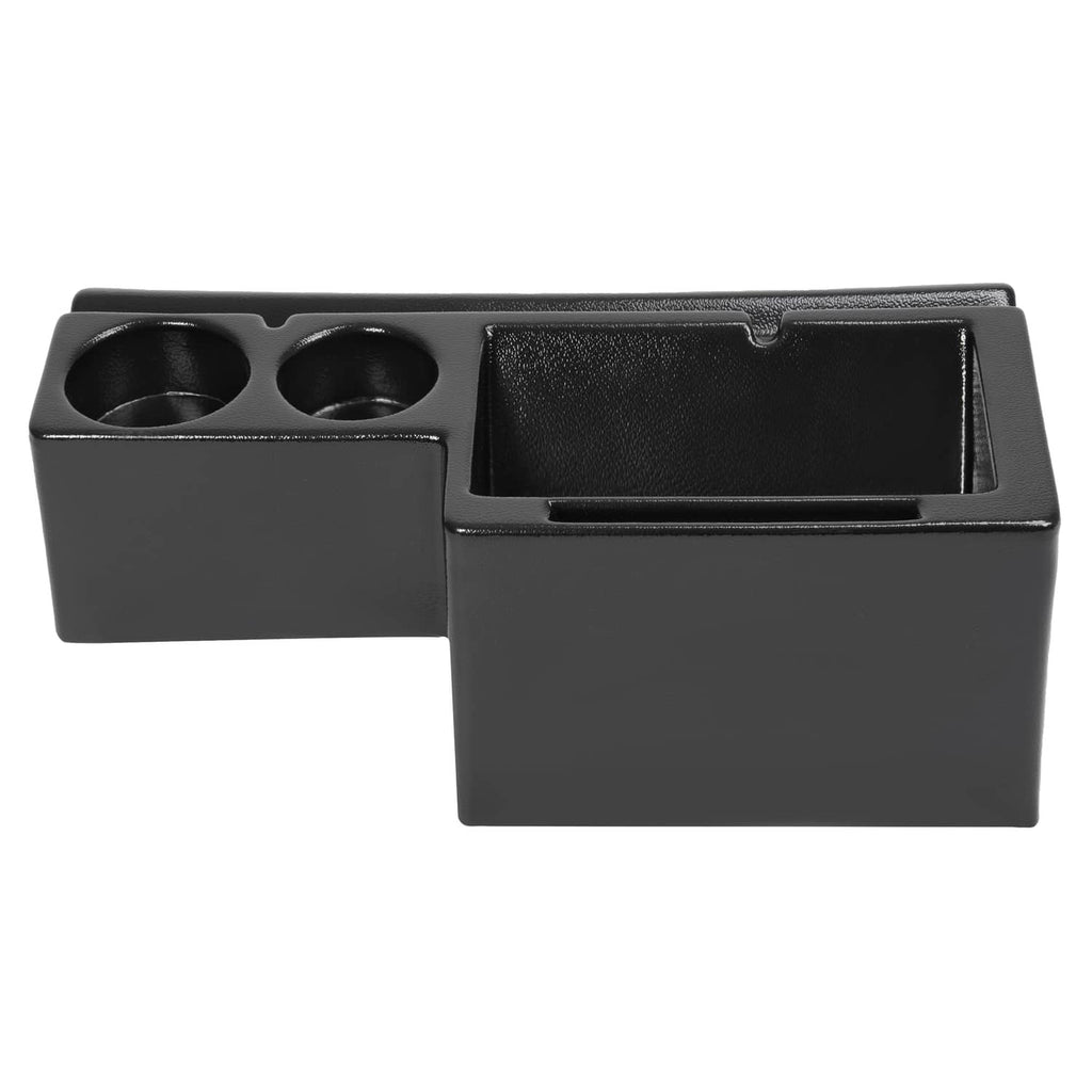 Black cab caddie organizer with two cup holders and large right-side storage compartment.