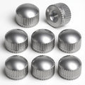 Screw light fixture caps, silver ribbed metal knob with threaded insert, 8-pack set