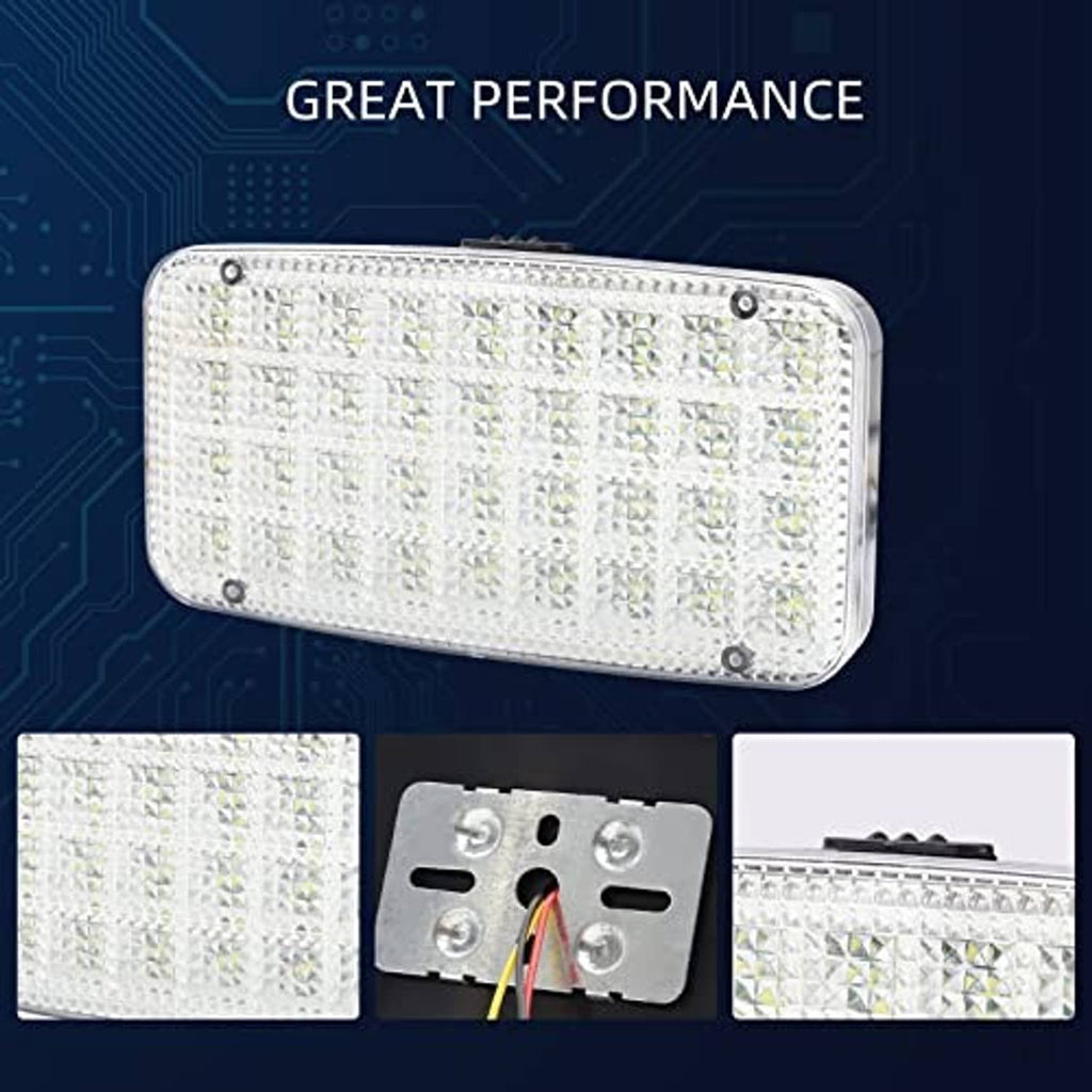Rectangular LED interior reading light with mounting base and clear lens