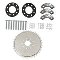 Steel 48-tooth engine sprocket with black mount rings, clamp brackets, bolts, and nuts kit