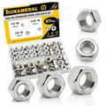 304 stainless steel SAE hex nuts assortment, shiny silver hex fasteners