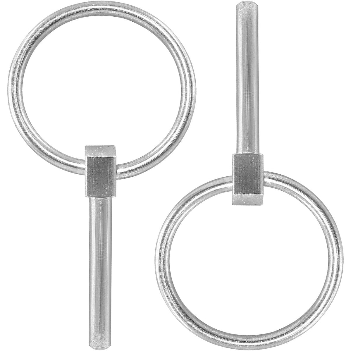 Pair of stainless steel lynch pins with loop rings and straight shafts