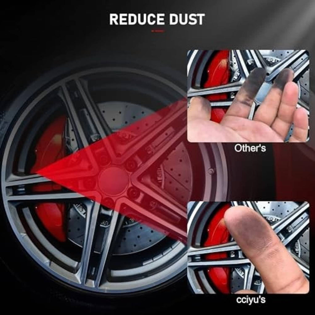 Ceramic brake pads in wheel area to help reduce dust