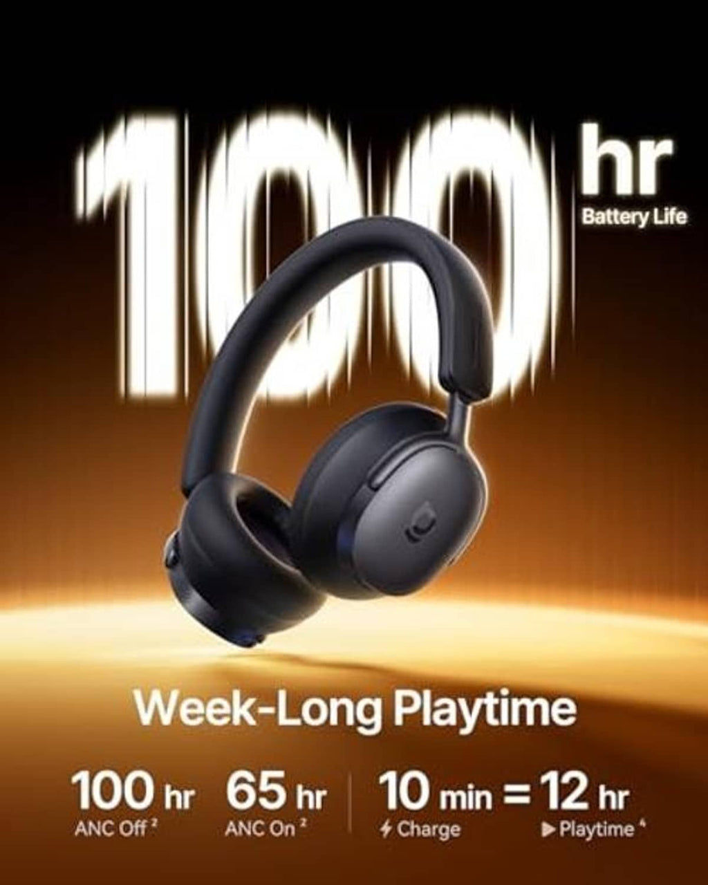 Black over-ear wireless headphones with cushioned earcups and adjustable headband