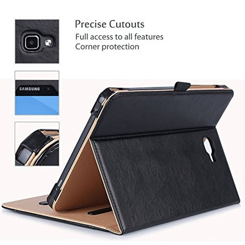 Procase leather case with corner protection and side cutouts, black and tan