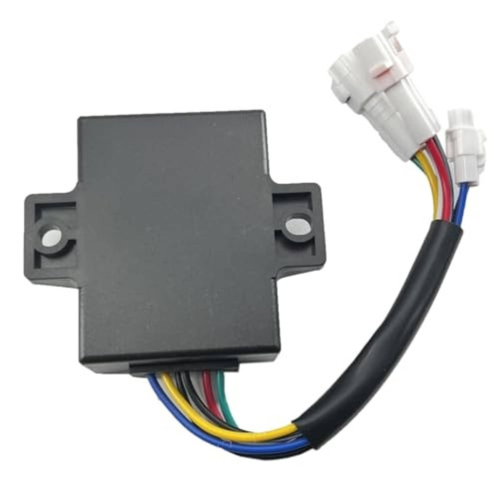 Black CDI ignition control box with wiring harness and multi-color wire leads
