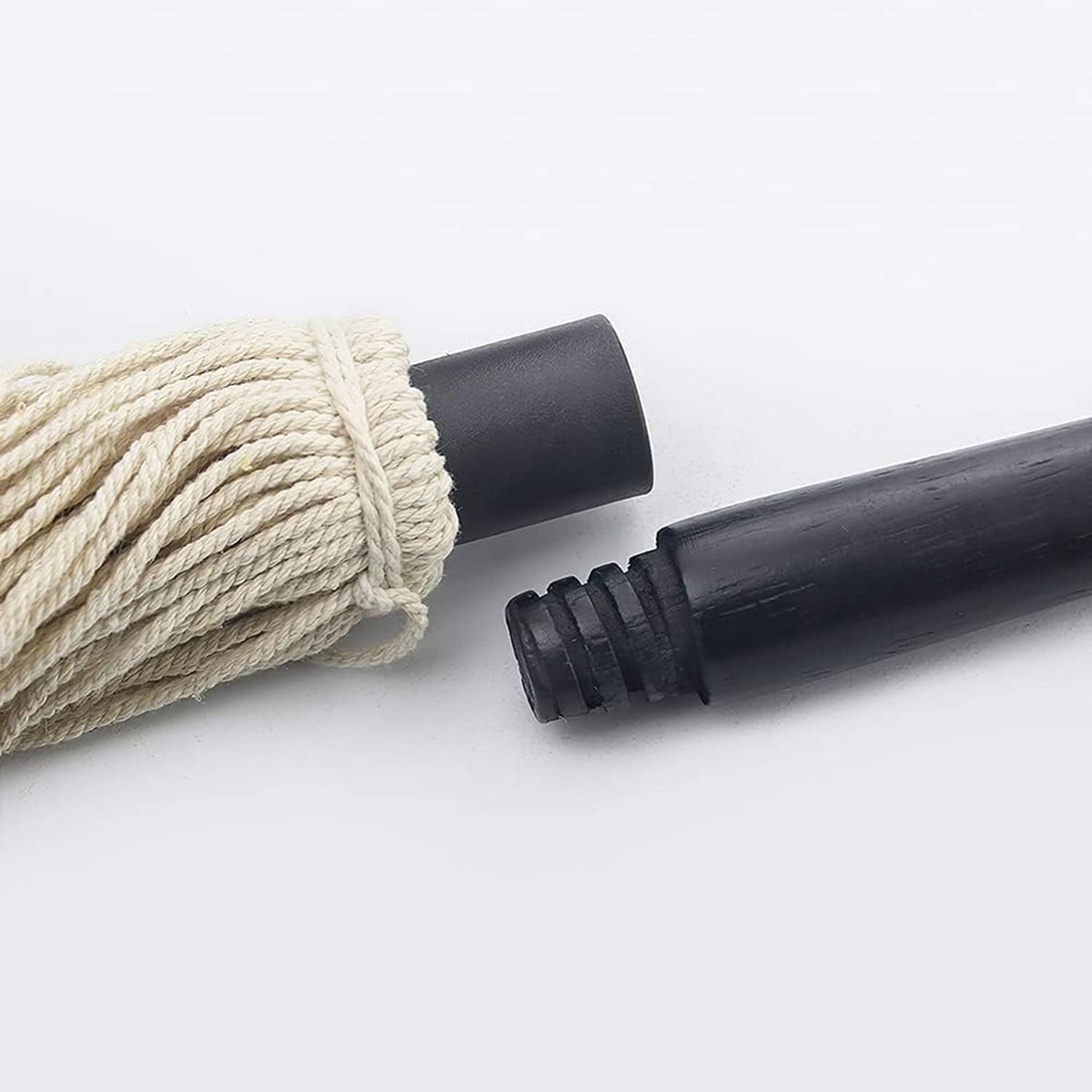 Grill basting mop: black handle with cream cotton tassel brush head attachment