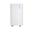White 30-pint dehumidifier with blue indicator strip and front vented grille