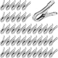 Stainless steel open greenhouse clips set of 40, silver metal spring clamps.