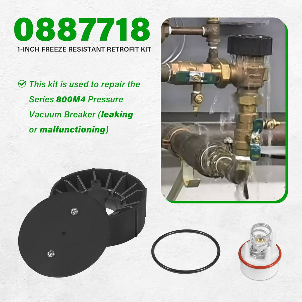 1-inch freeze-resistant retrofit kit with black vent hood and brass valve assembly