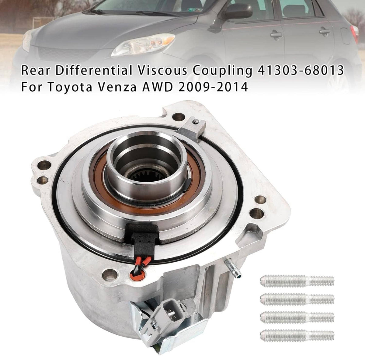 Rear differential viscous coupling unit with bearings, seal ring, and mounting flange