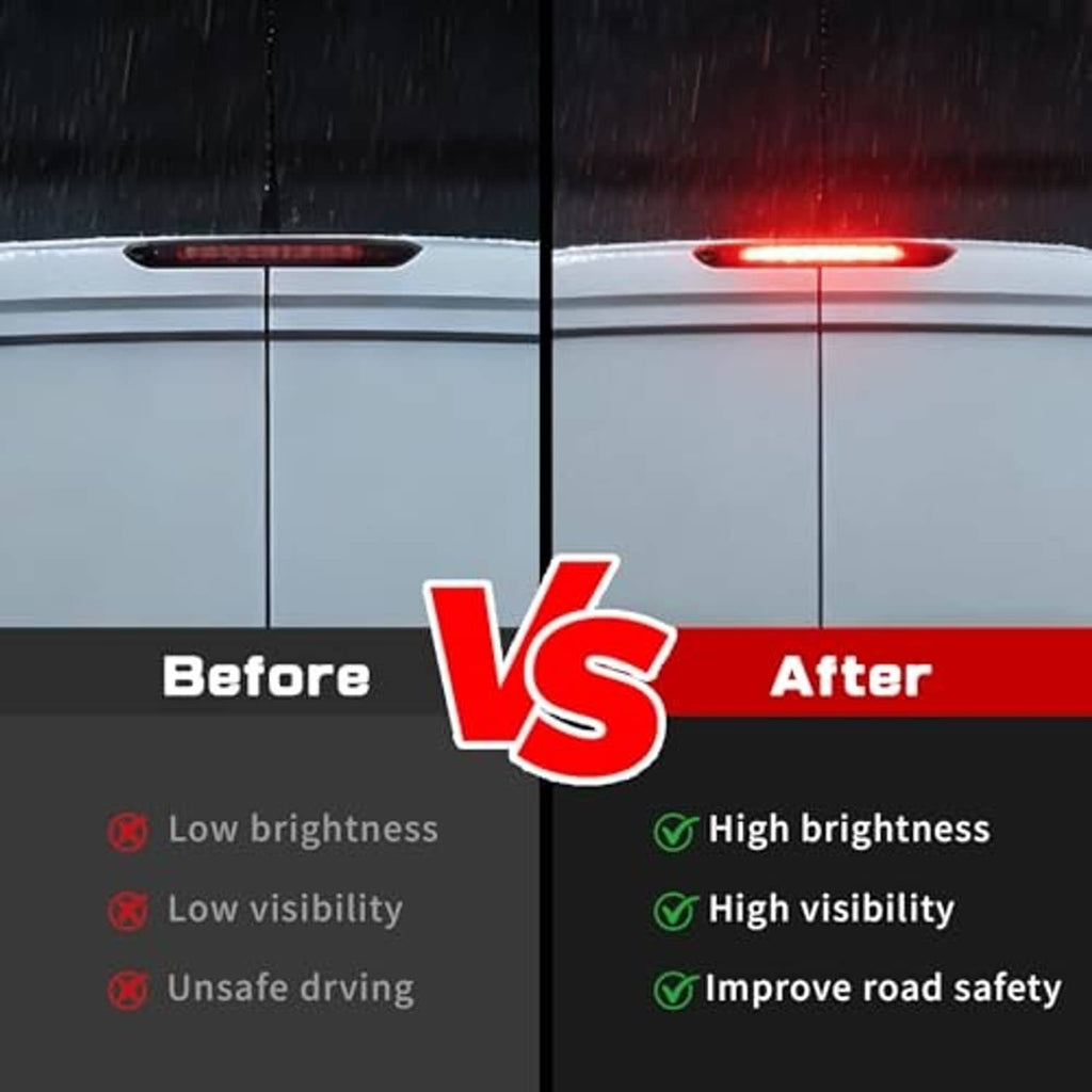 Center high mount stop light with bright red illuminated lens
