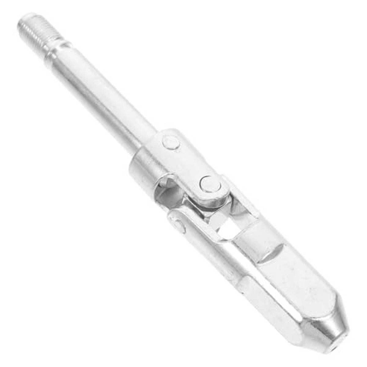 Steel trailer jack joint with silver crank and mounting bracket assembly