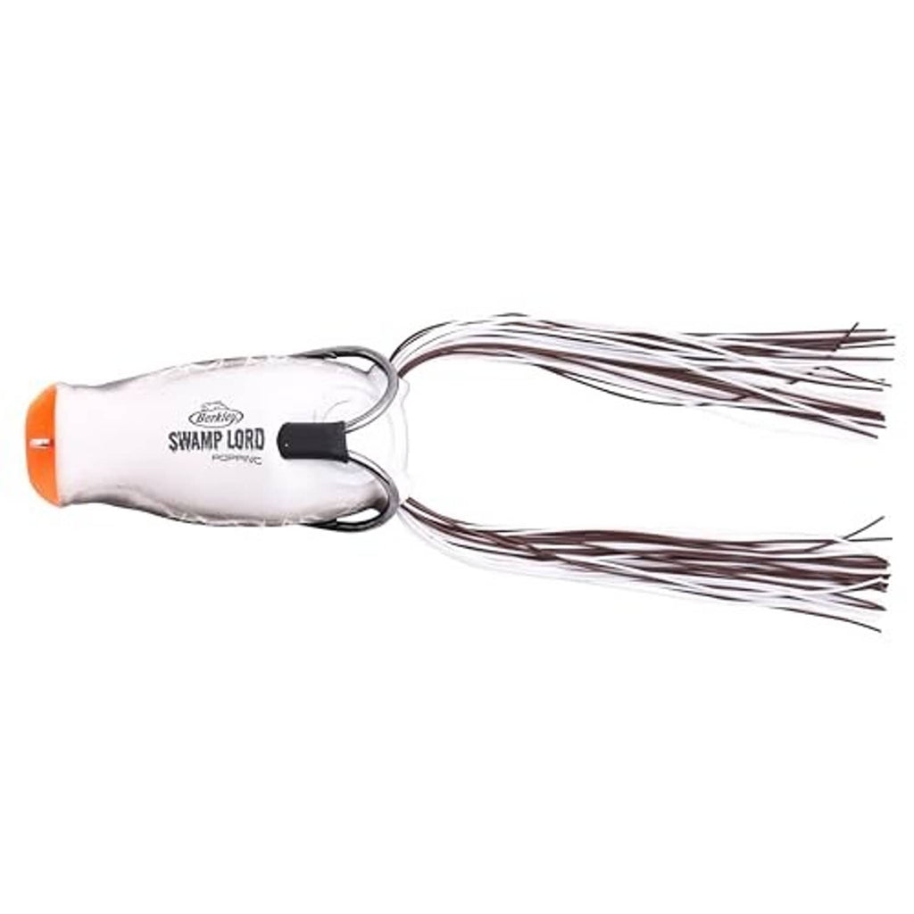 White-packaged frog popping lure with two large metal hook eyes