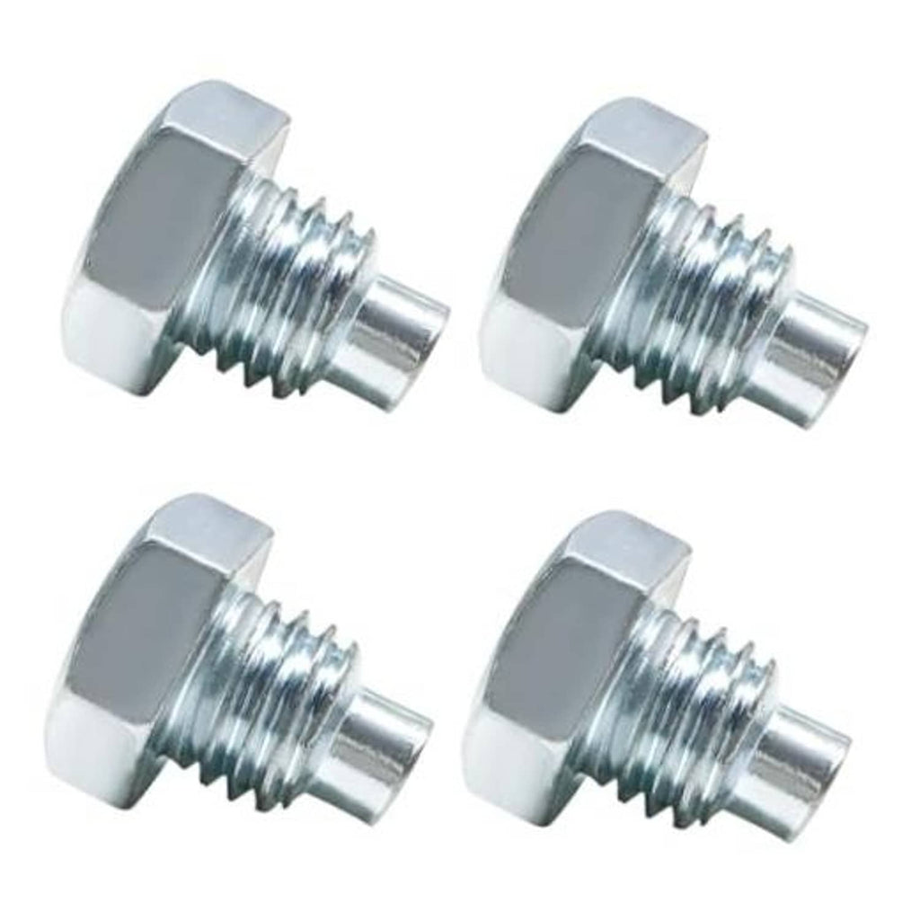 Steel hex-head jack handle bolts with threaded shafts, silver finish, four-piece set