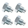 Steel hex-head jack handle bolts with threaded shafts, silver finish, four-piece set