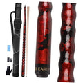Pool cue stick kit with hard case and red-and-black patterned cue shaft.