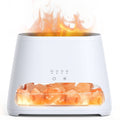 White 2-in-1 salt lamp diffuser with glowing Himalayan salt crystal chamber