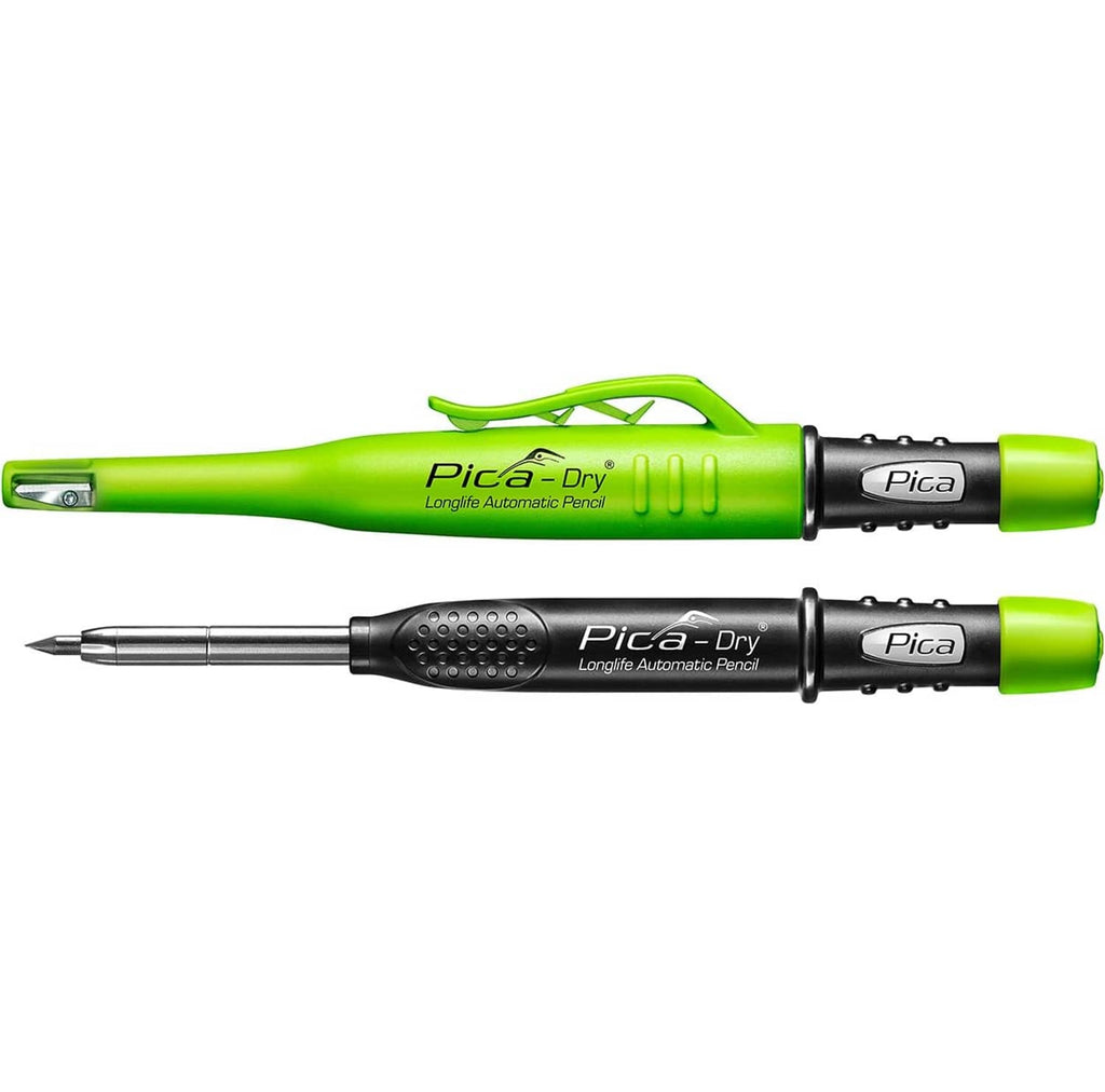 Automatic pencil with green body and black barrel, dual-pack view