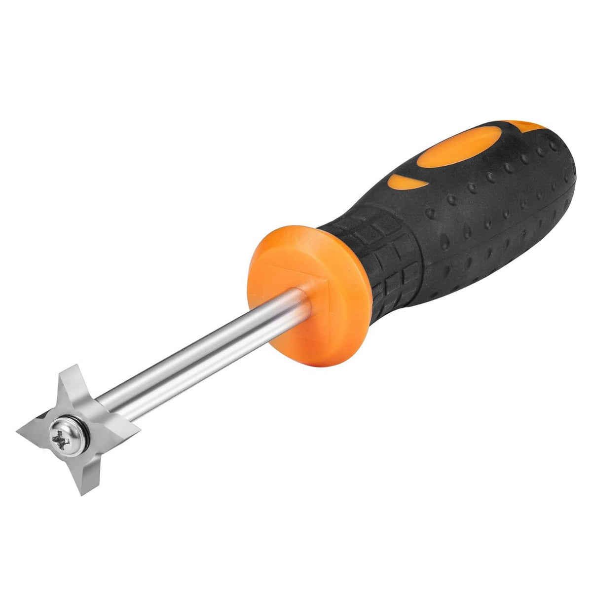 Golf club groove re-grooving tool with black-and-orange ergonomic handle