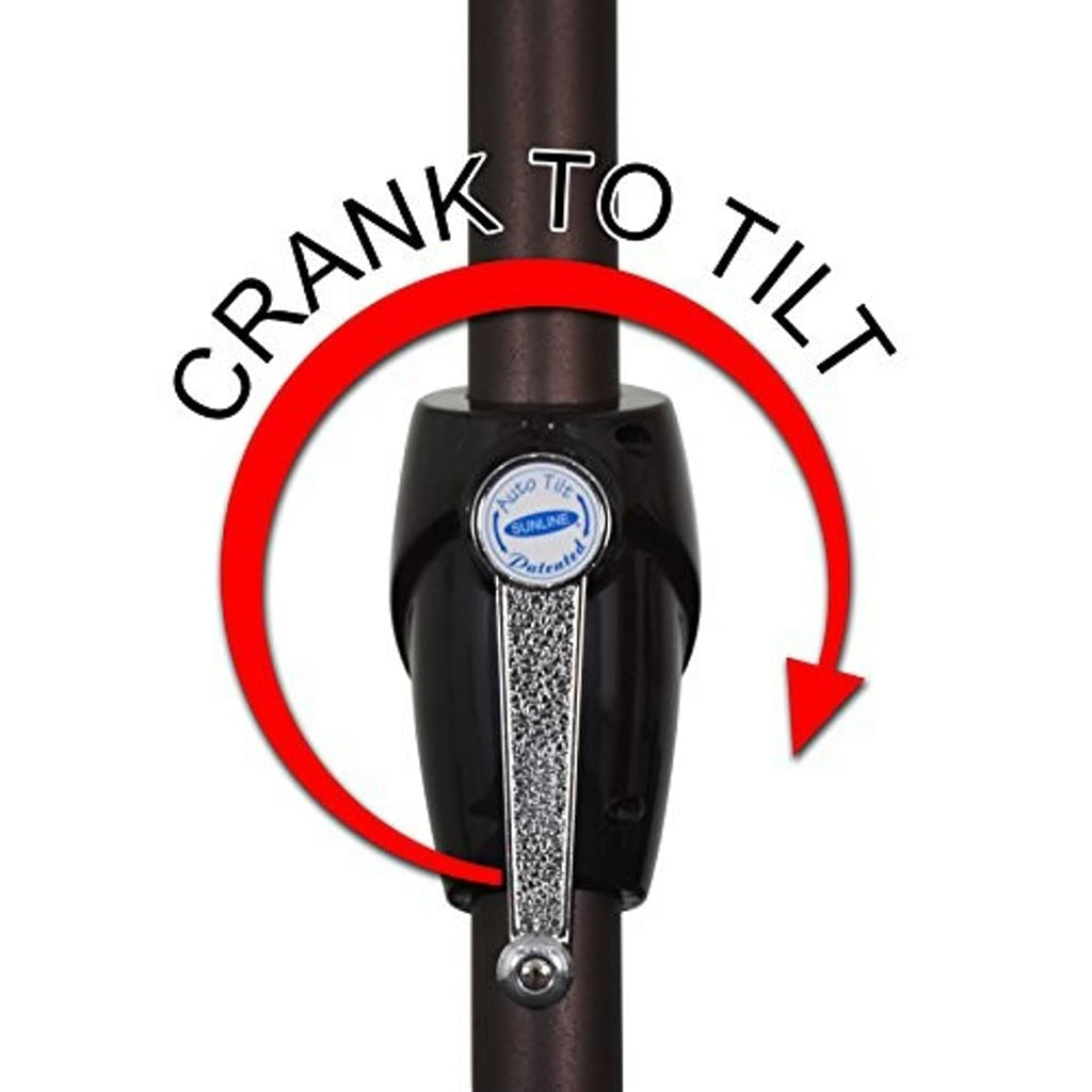 Crank lift mechanism on dark pole with open/tilt arrow