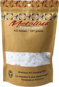 Climbing chalk pouch, brown paper bag with white chalk and Metolius Super Chalk text