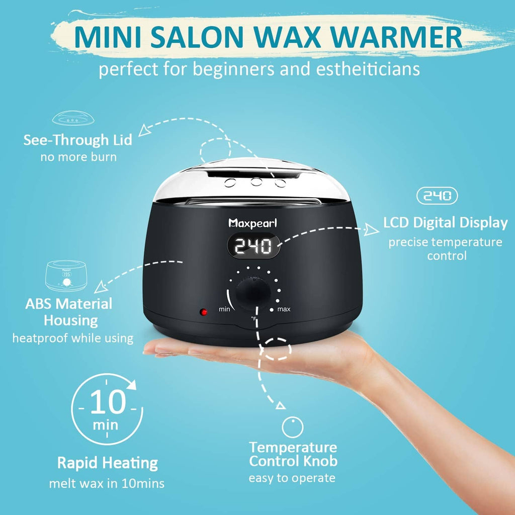 Mini salon black wax warmer with digital display and temperature control knob
