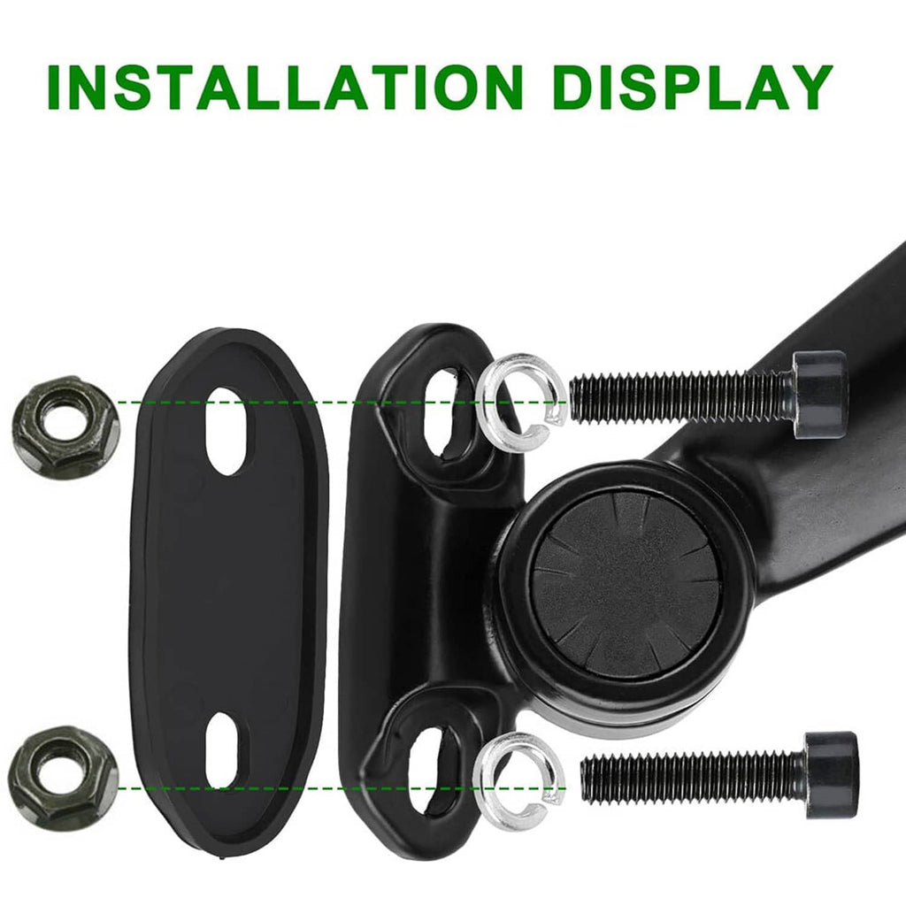 Motorcycle rearview mirror mounting kit with black plates, bolts, and rubber gaskets