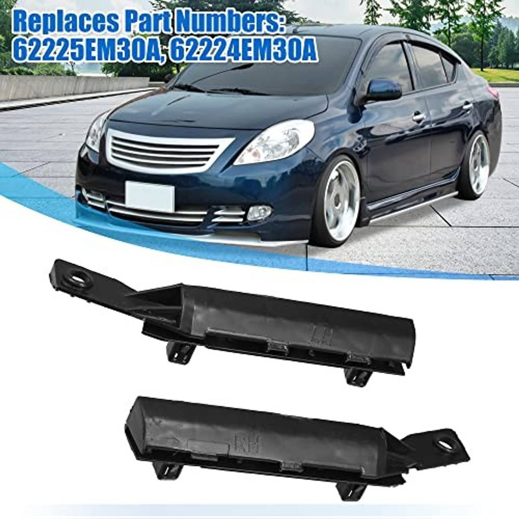 Front bumper support bracket pair, black with raised tabs and bolt holes