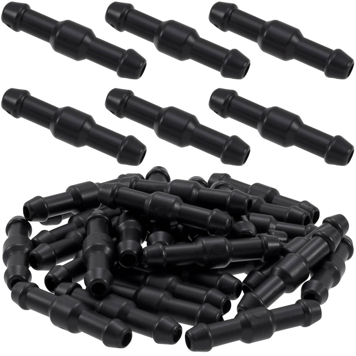 Bulk pack of black windshield washer hose two-way connector fittings