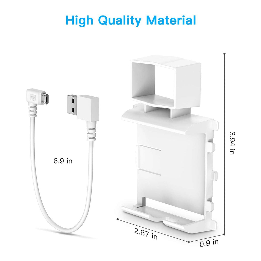 White wall mount adapter with power cable and USB interface, compact dimensions