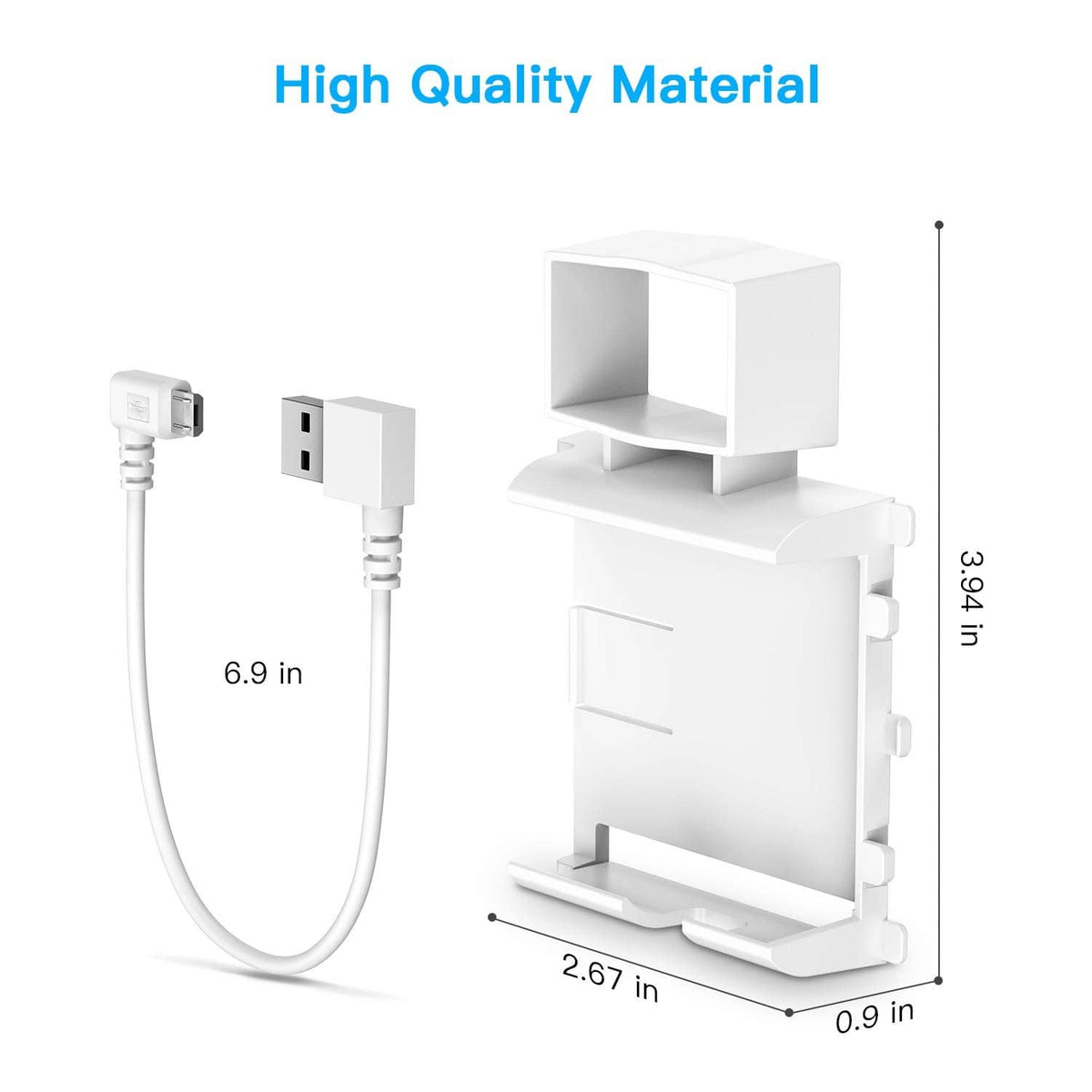 White wall mount adapter with power cable and USB interface, compact dimensions