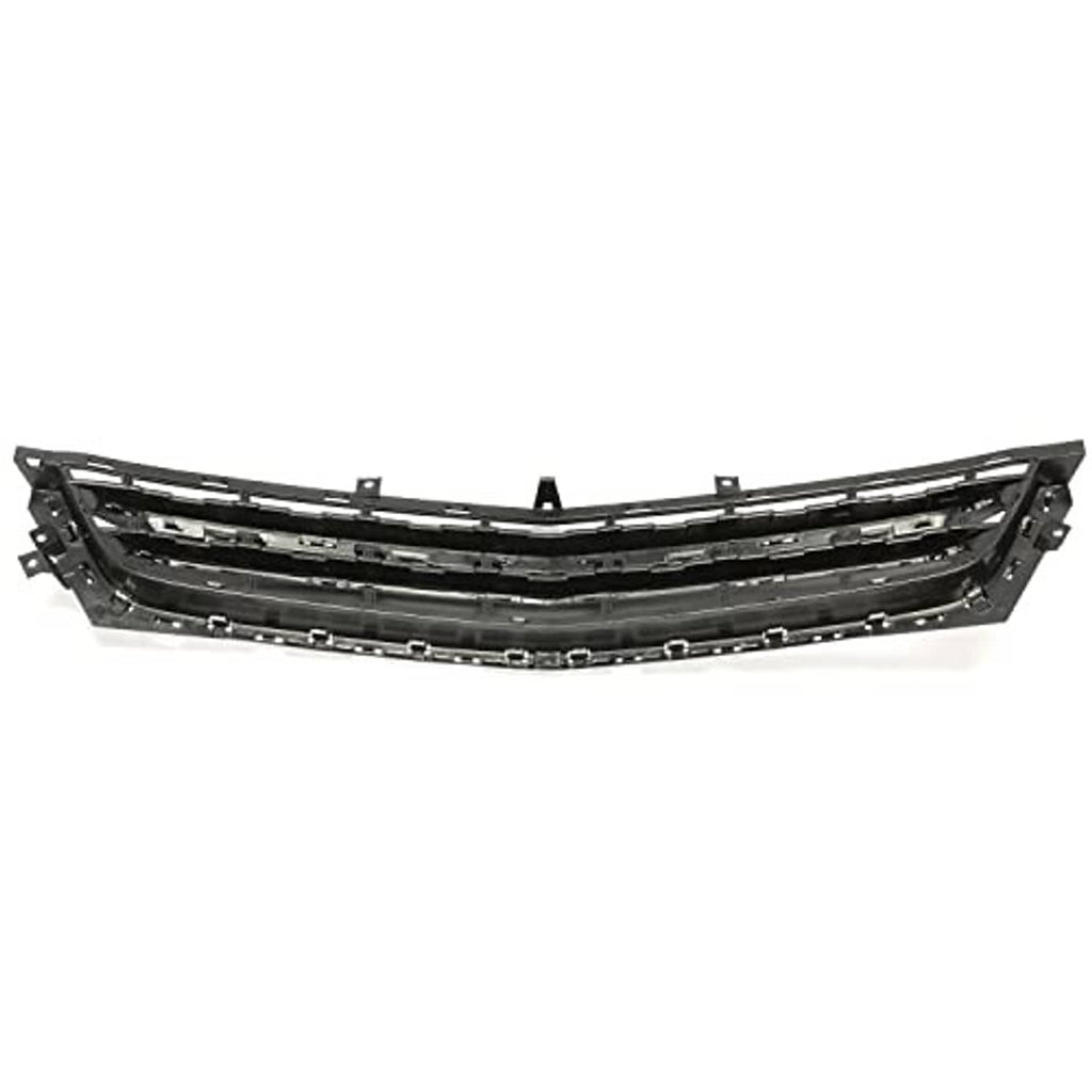Front lower grille with black center openings and chrome border, front-facing view