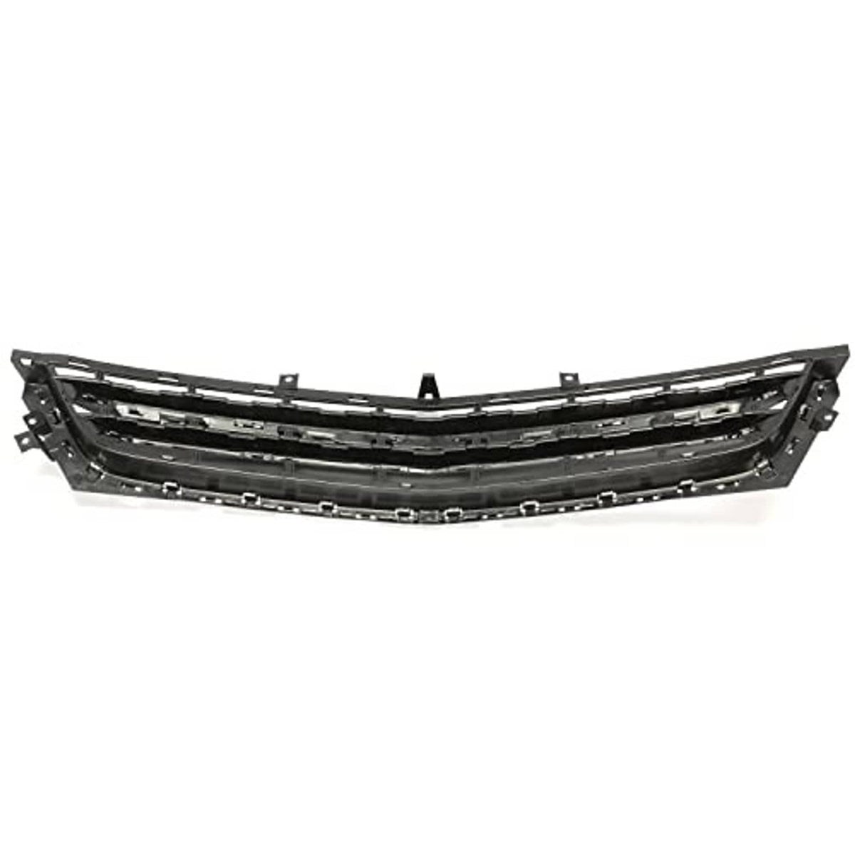 Front lower grille with black center openings and chrome border, front-facing view