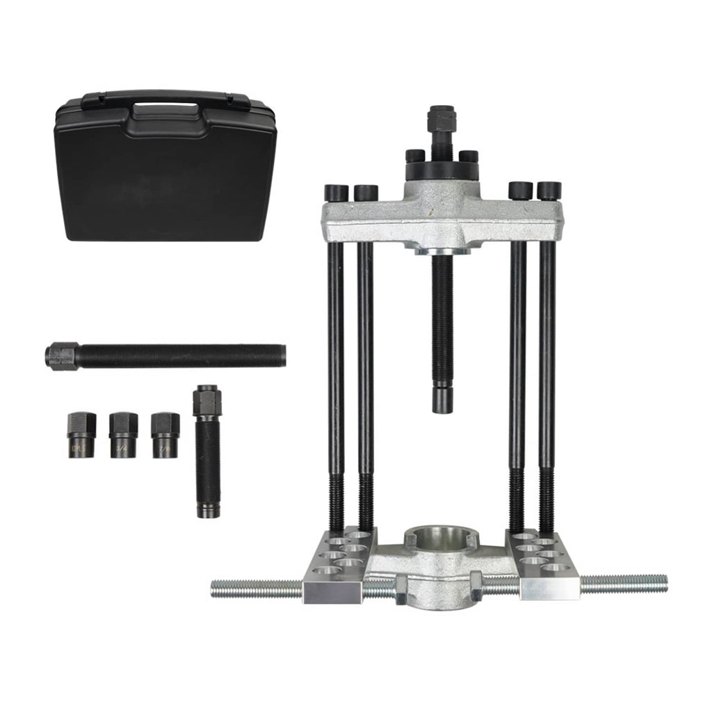 Kingpin press removal tool assembly with black case and adapter sockets