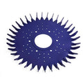 Purple finned seal disc with center hole and spiked rubber edge