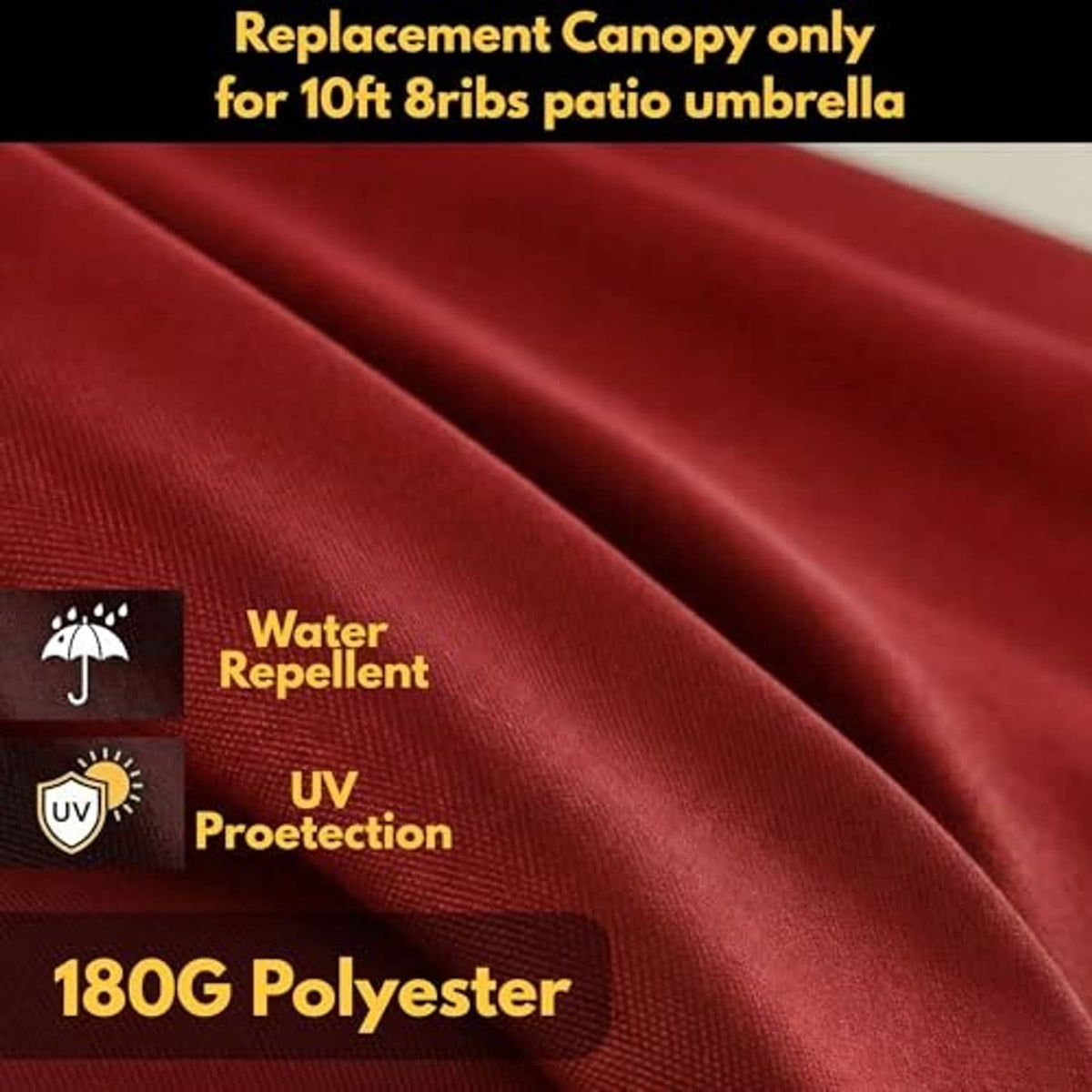 Maroon polyester replacement canopy fabric close-up with water-repellent and UV protection.