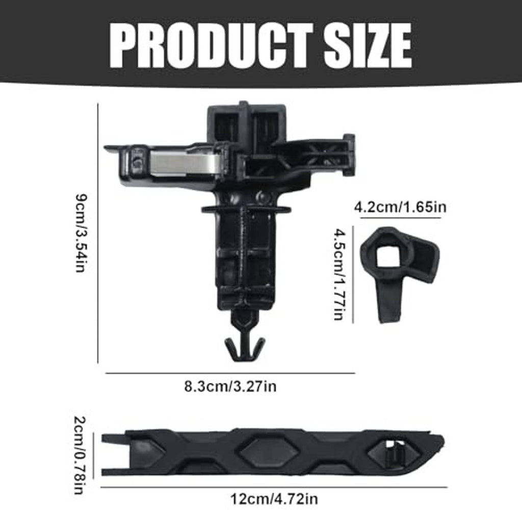 Black hood latch locking mechanism parts set with side rails and latch hooks