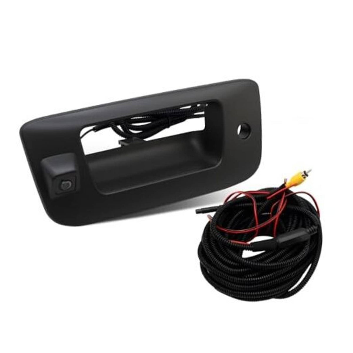Tailgate handle backup camera with wiring harness, black plastic housing