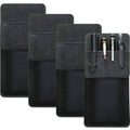 4-pack black leather pen pouches with pen loops in front pocket style holders