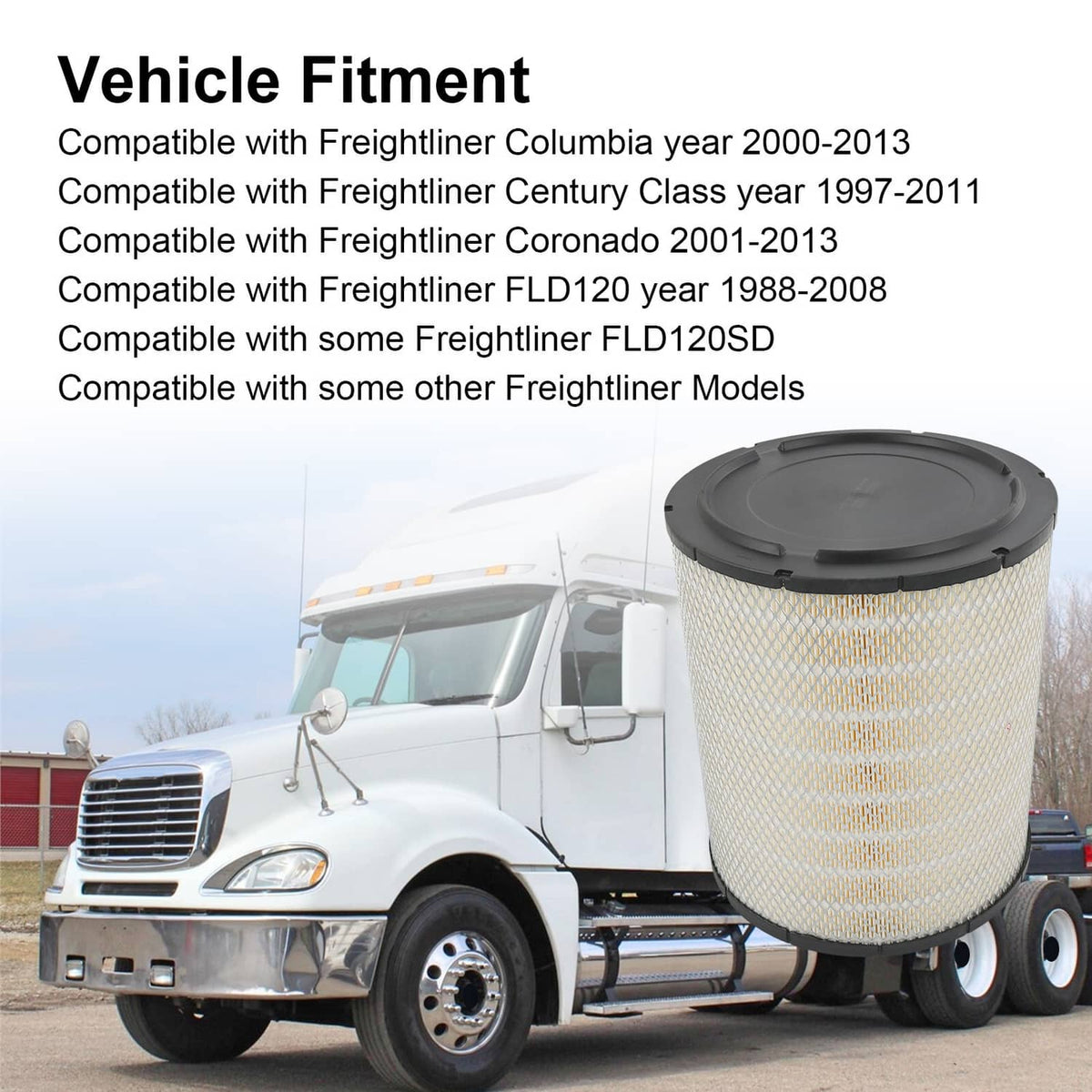Cylindrical air filter with pleated media and black end cap, RS3518